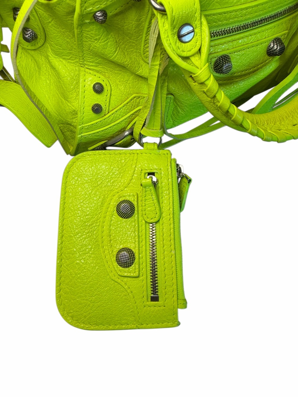 🎉 SOLD 🎉  BALENCIAGA Neo Cagole City XS – Fluo Neon Yellow Heart Rare - Picture 5 of 16